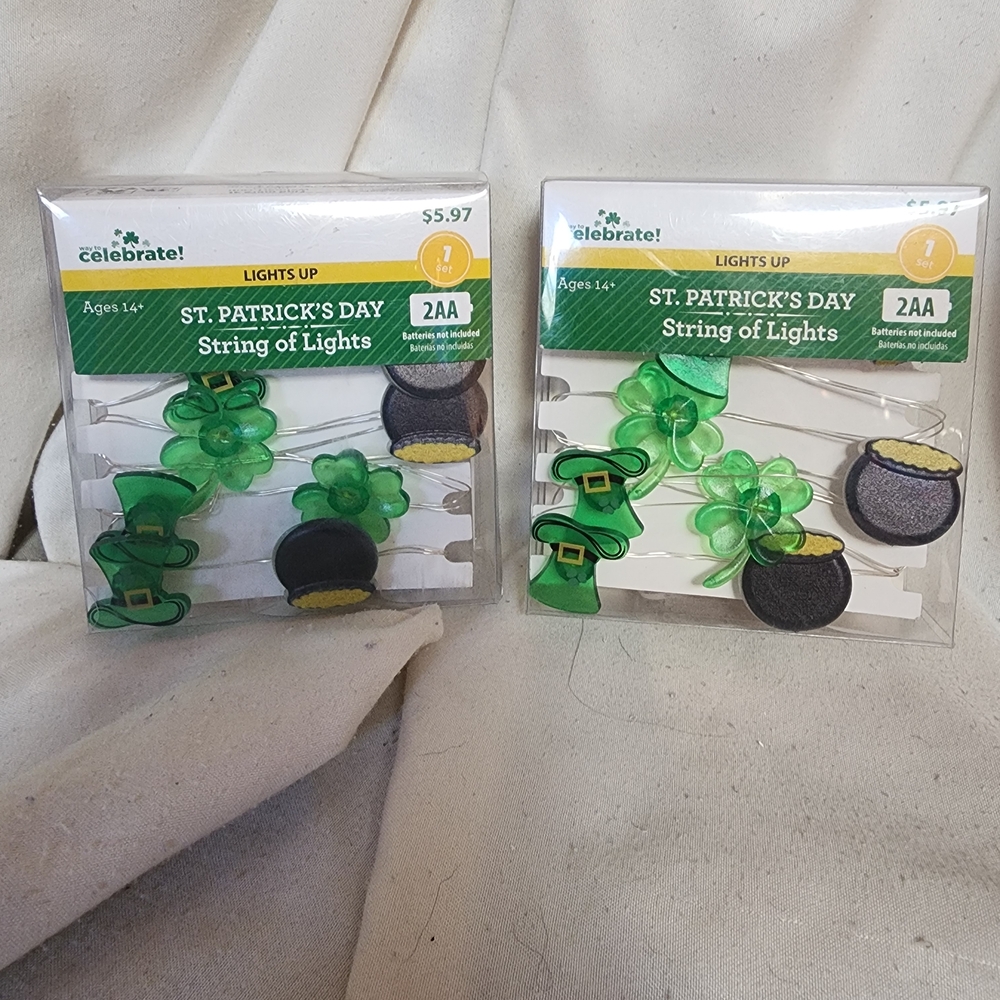 St. Patrick's Day String of Lights - Green and Black
